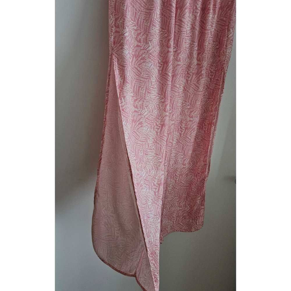 Maaji Wide Leg Side Slit Pants Pink Palm Tree Beach Resort Swim Cover Up Small - Picture 4 of 8